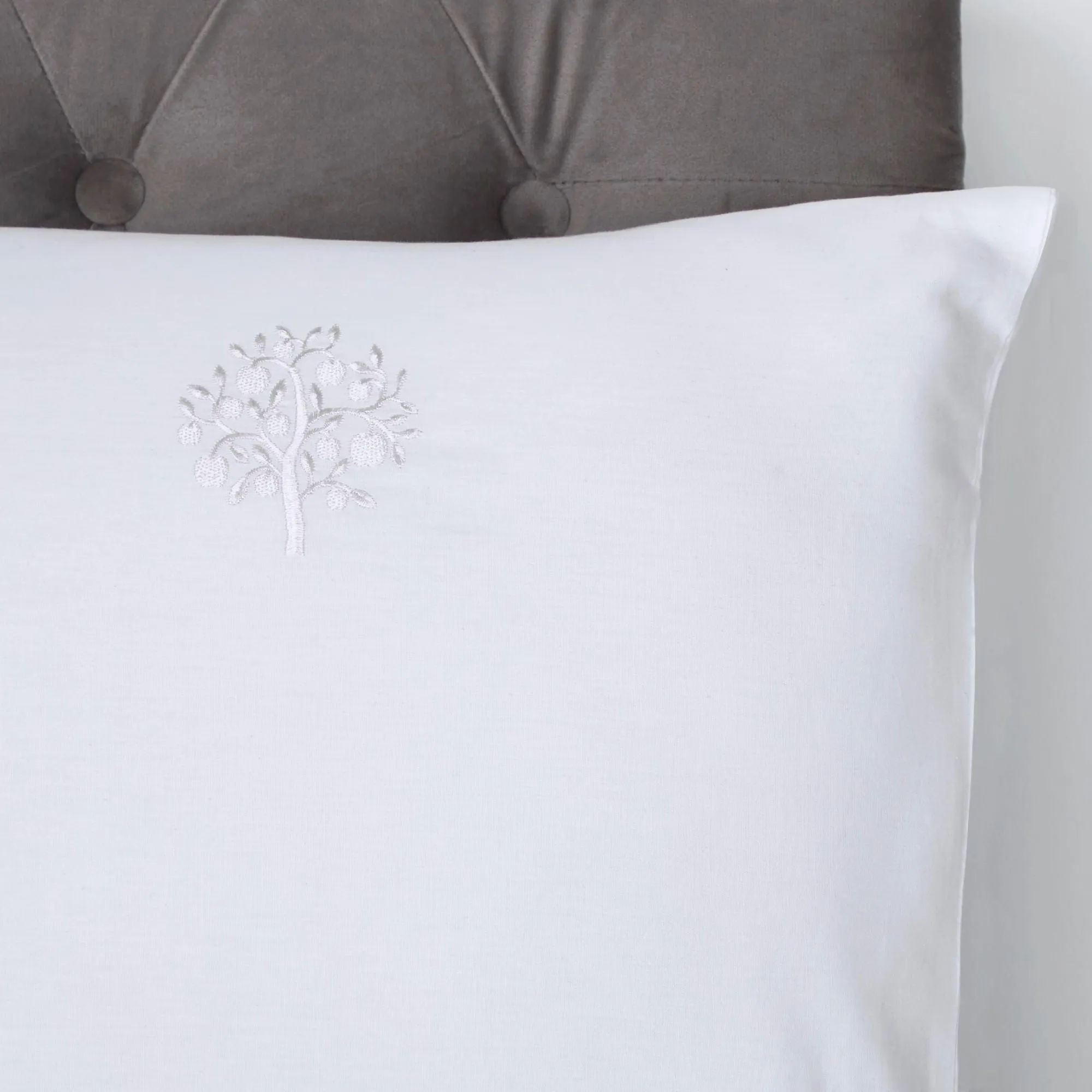 Embroidered Trees Duvet Cover Set by Appletree Boutique in White