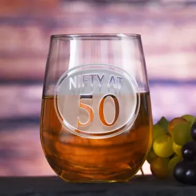 Engraved 50th Birthday Stemless Wine Glass