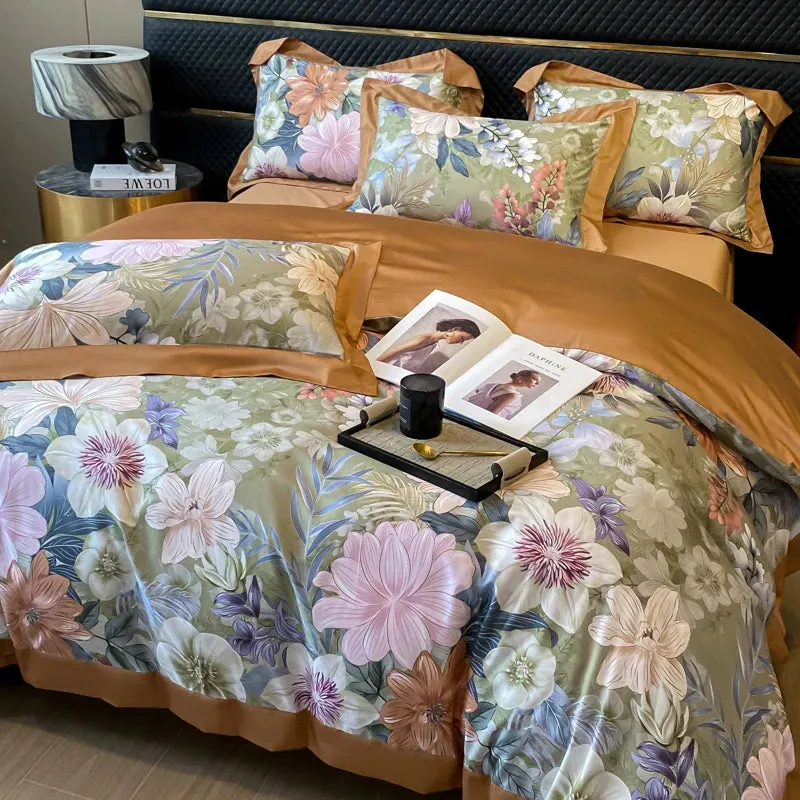 European-Style High Quality Cotton Four-Piece Digital Printing Spring and Autumn Bed Sheet Quilt Cover Bedding Set