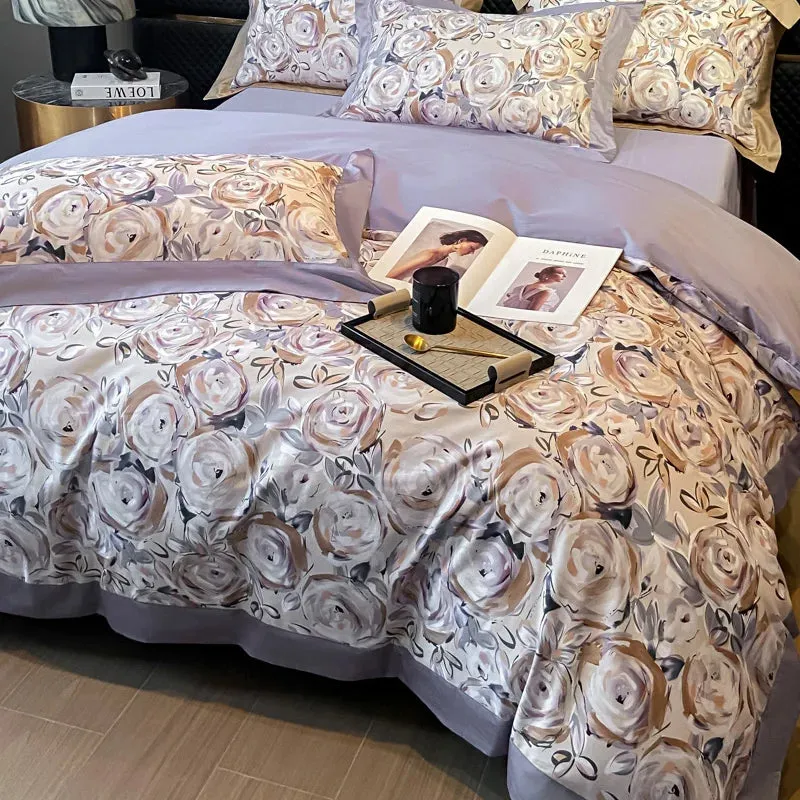 European-Style High Quality Cotton Four-Piece Digital Printing Spring and Autumn Bed Sheet Quilt Cover Bedding Set