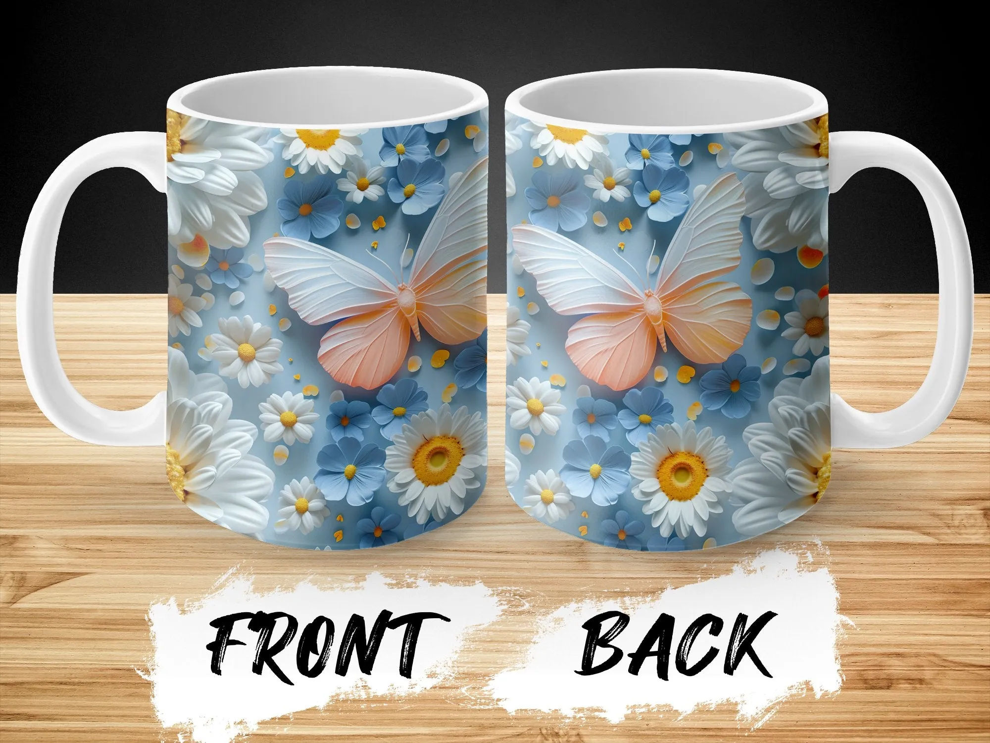 Floral Butterfly Mug, Spring Daisy Coffee Cup, Pretty Nature-Inspired Kitchenware, Unique Gift Idea