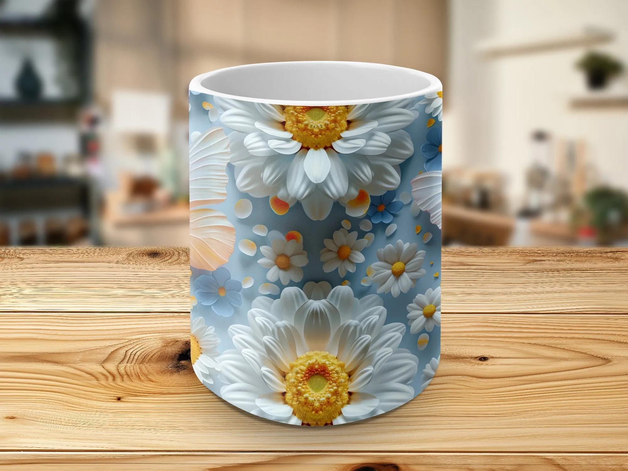 Floral Butterfly Mug, Spring Daisy Coffee Cup, Pretty Nature-Inspired Kitchenware, Unique Gift Idea