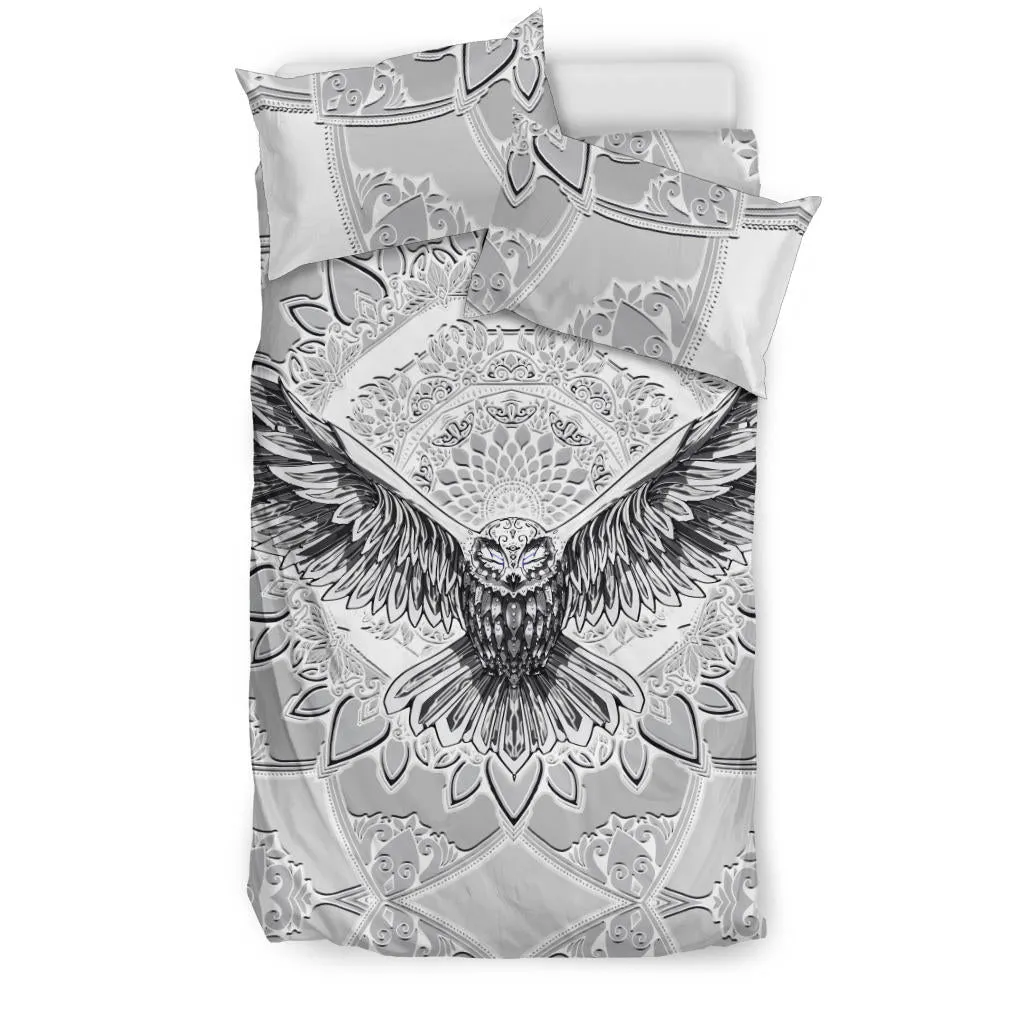 Flying Owl Spirit - Grey | Bedding Set | Mandalazed