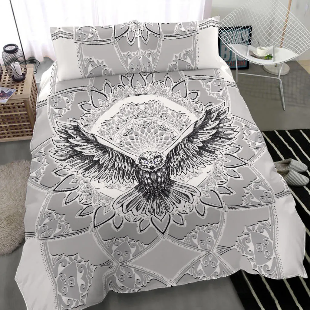 Flying Owl Spirit - Grey | Bedding Set | Mandalazed