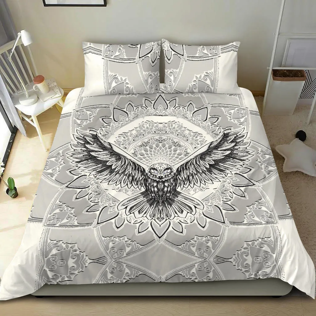 Flying Owl Spirit - Grey | Bedding Set | Mandalazed