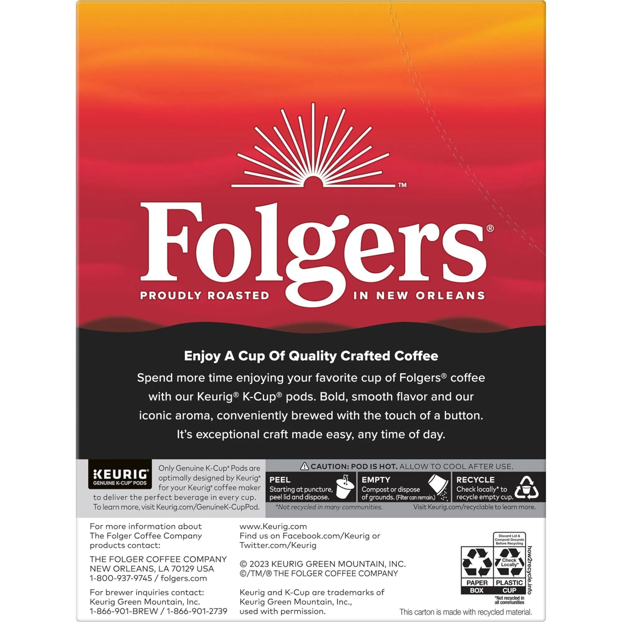 Folgers Black Silk, Dark Roast Coffee, Keurig K-Cup Pods, 24 Count Box