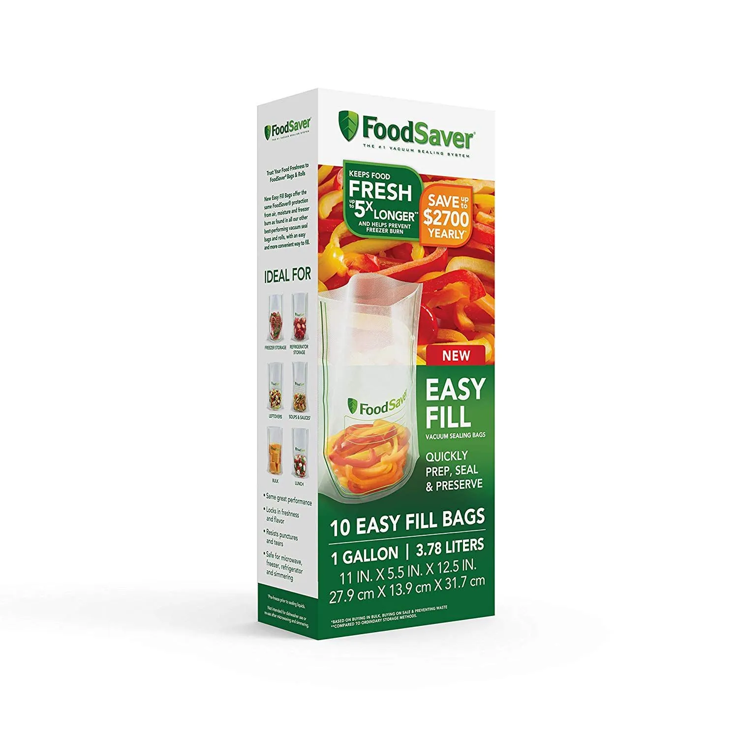 FoodSaver Easy Fill 1 Gallon Vacuum Sealer Bags- 10 Count