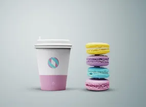 Free Coffee Cup and Cookies or Biscuits Mockup