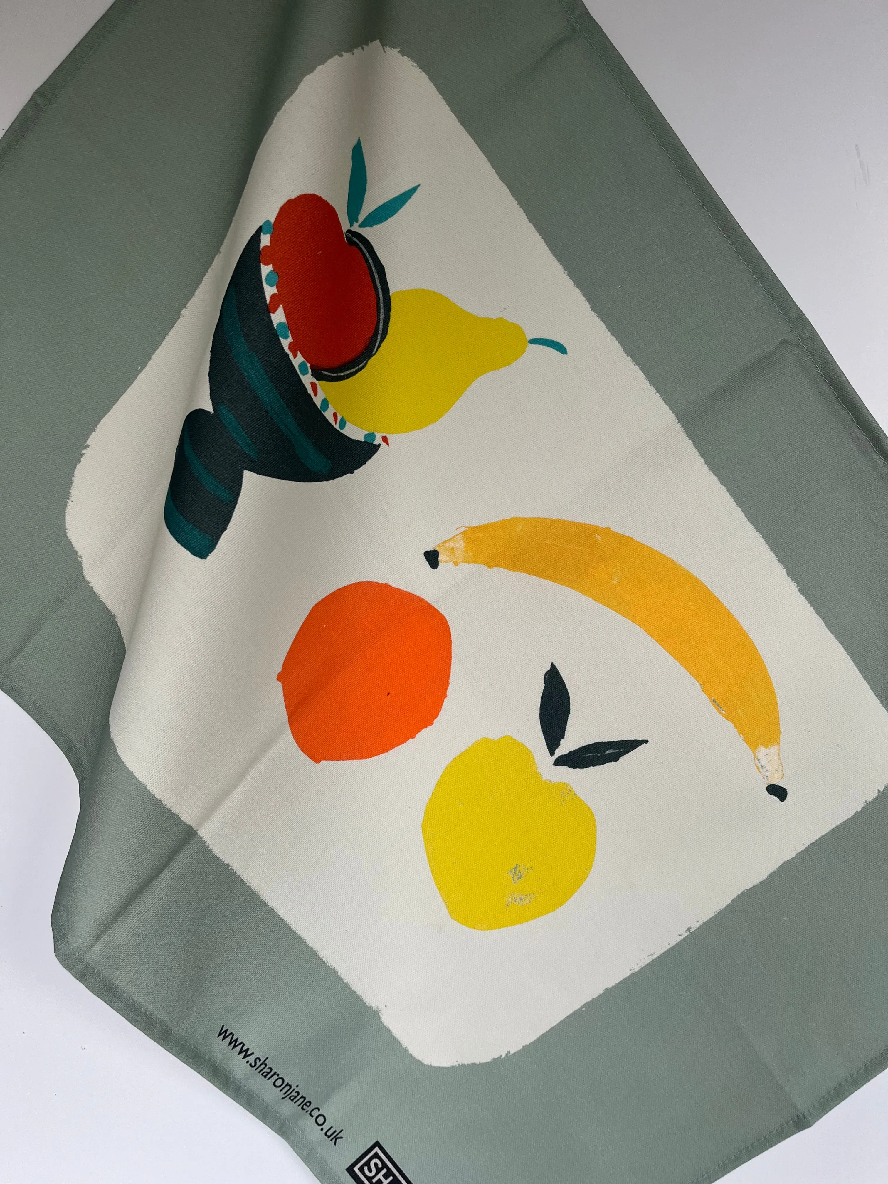 Fruit Bowl Tea Towel - Grey