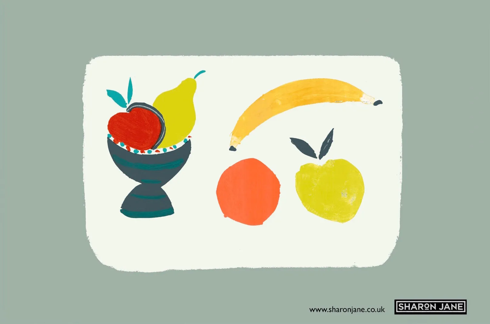 Fruit Bowl Tea Towel - Grey