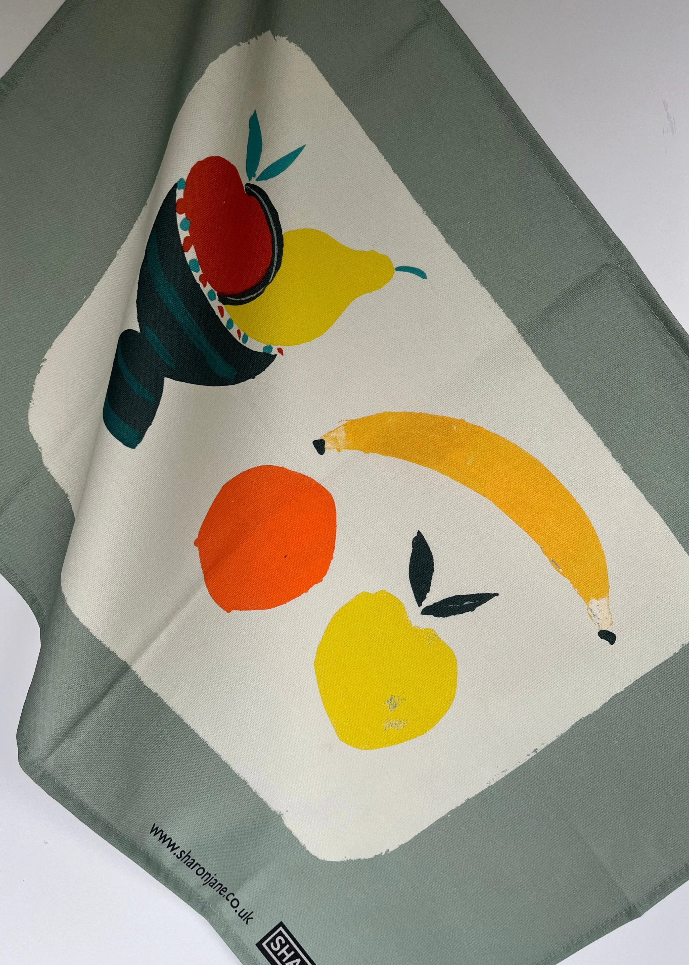 Fruit Bowl Tea Towel - Grey