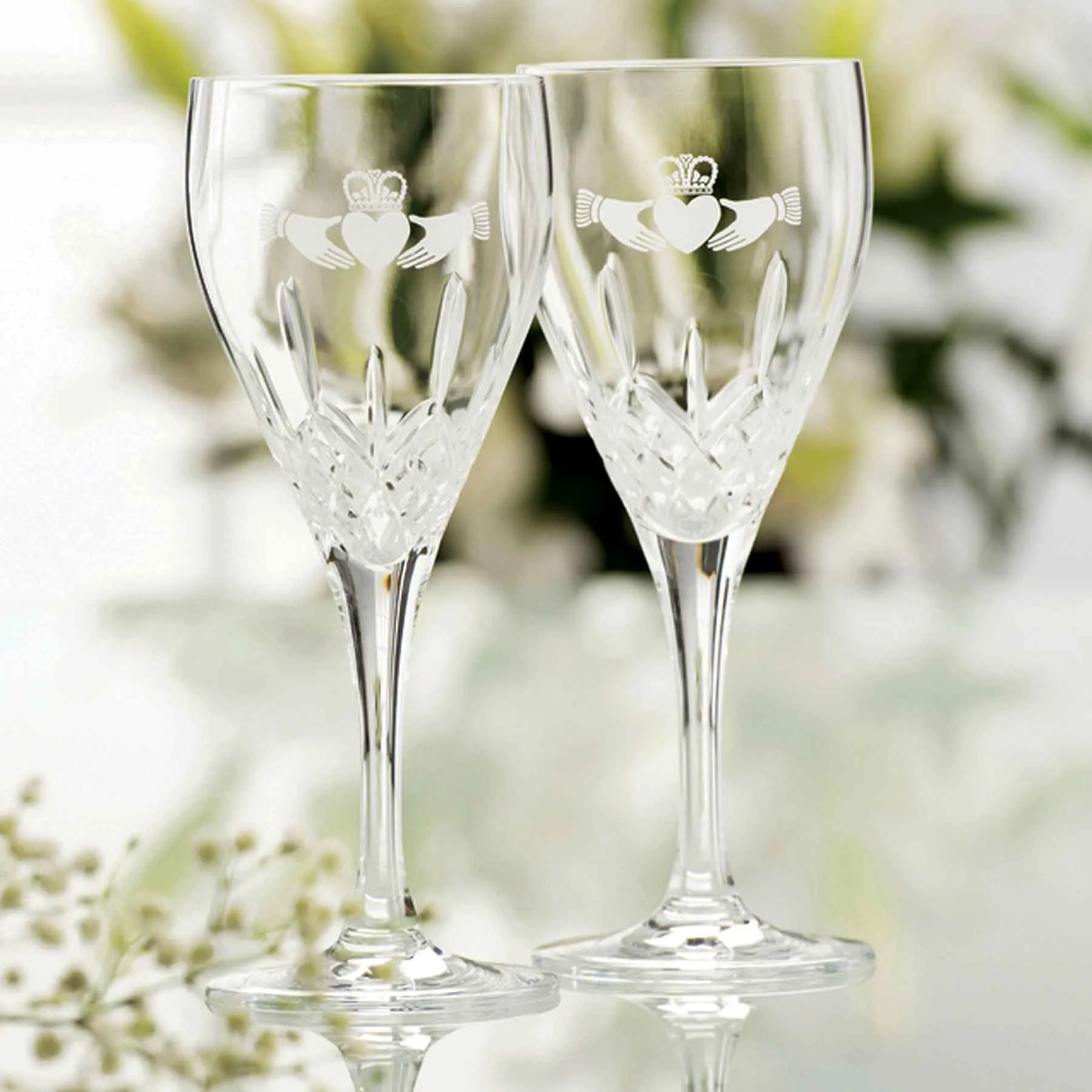 Galway Claddagh White Wine Glass Set