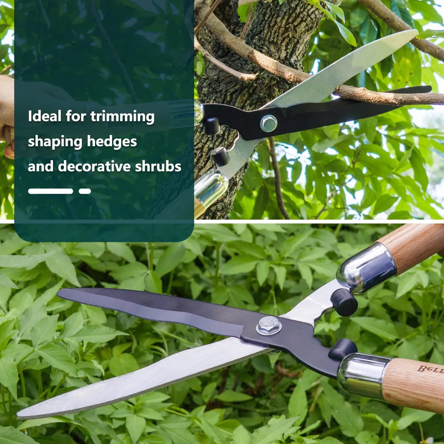 Garden Tools Hedge Shears 19.88 inch with Wooden Handles