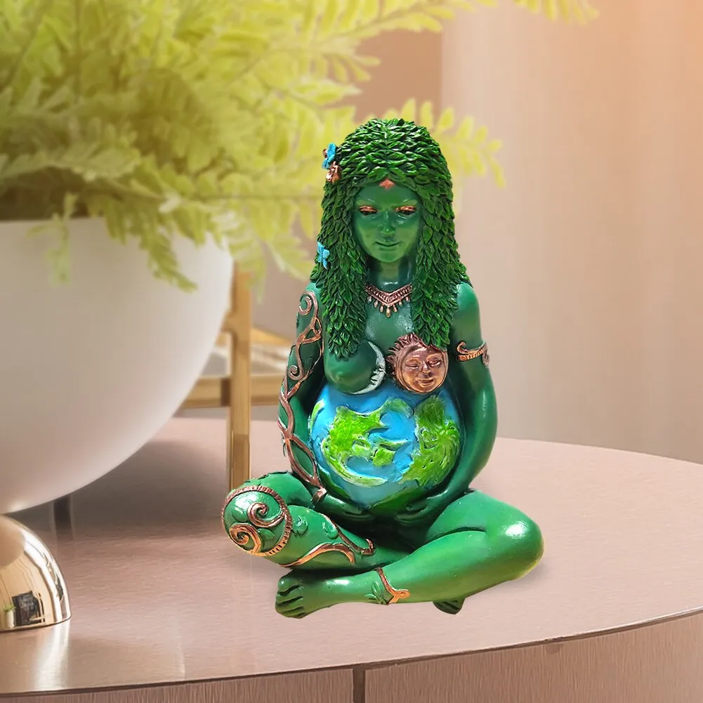 Ghia Mother Earth Resin Statue: Three Dimensional Art Decor for Home and Garden