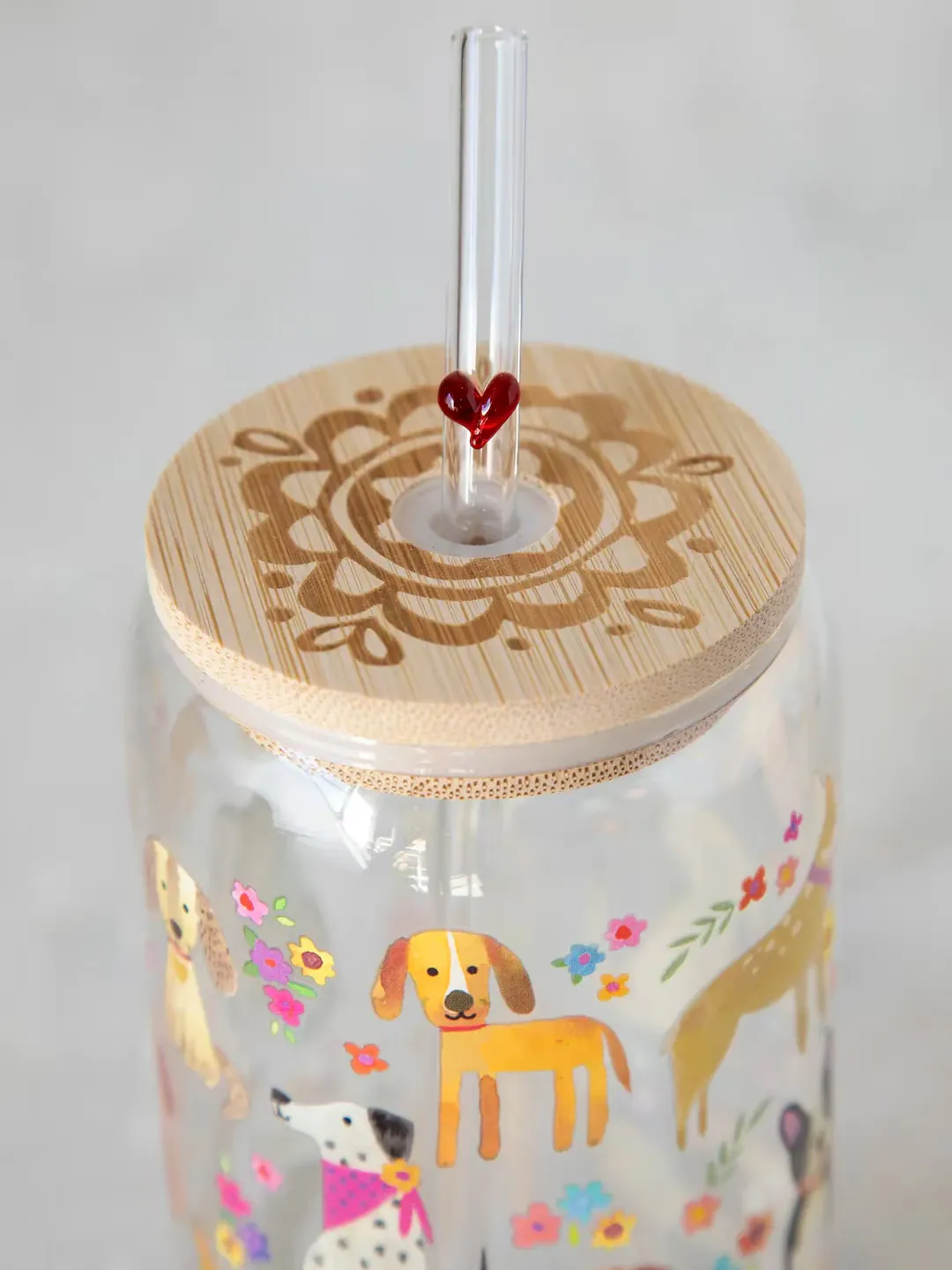 Glass Tumbler with Lid and Straw - Cats