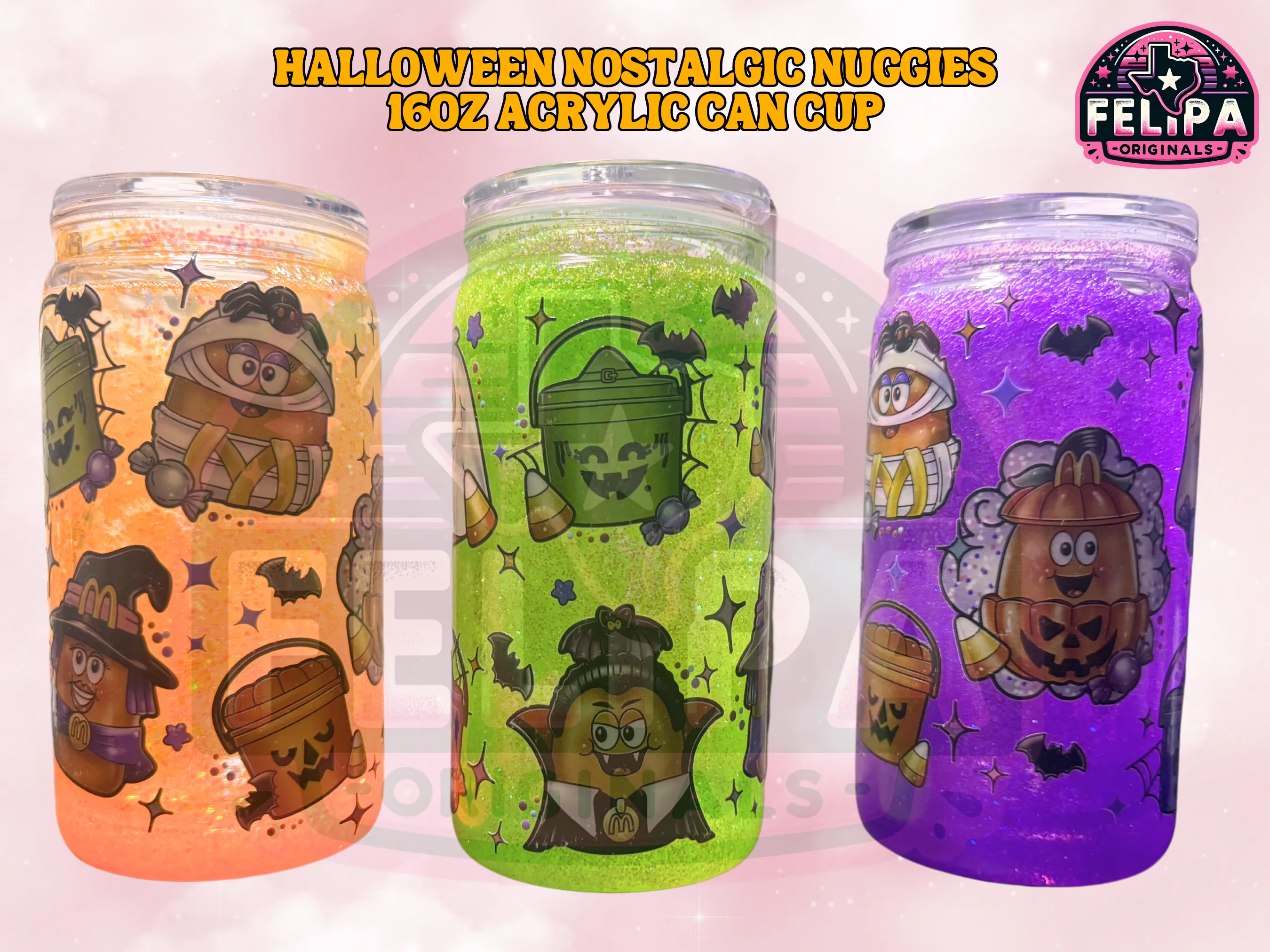 Halloween Nostalgic Nuggies 16oz/12oz Acrylic Can Cup