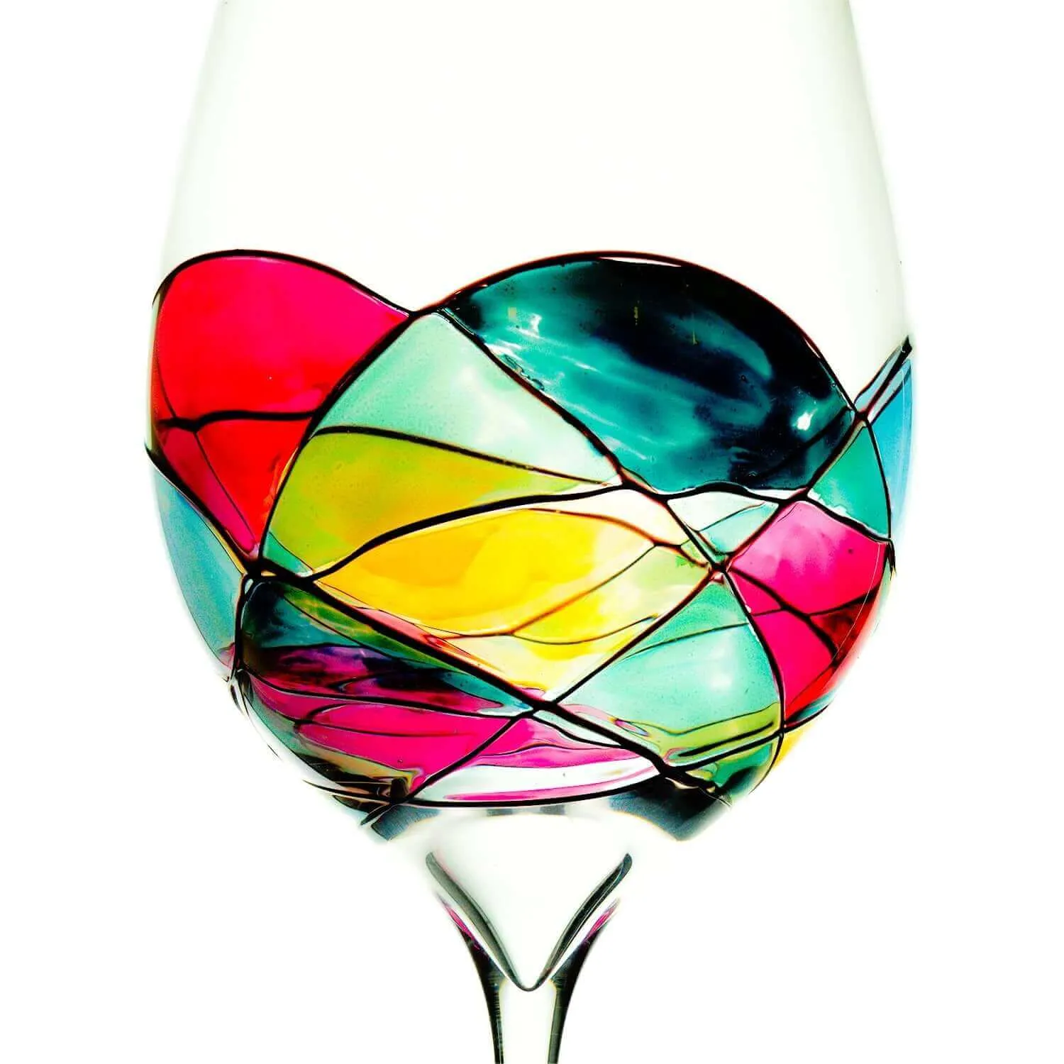 Hand Painted Wine Glasses, Set of 2 Extra Large Goblets