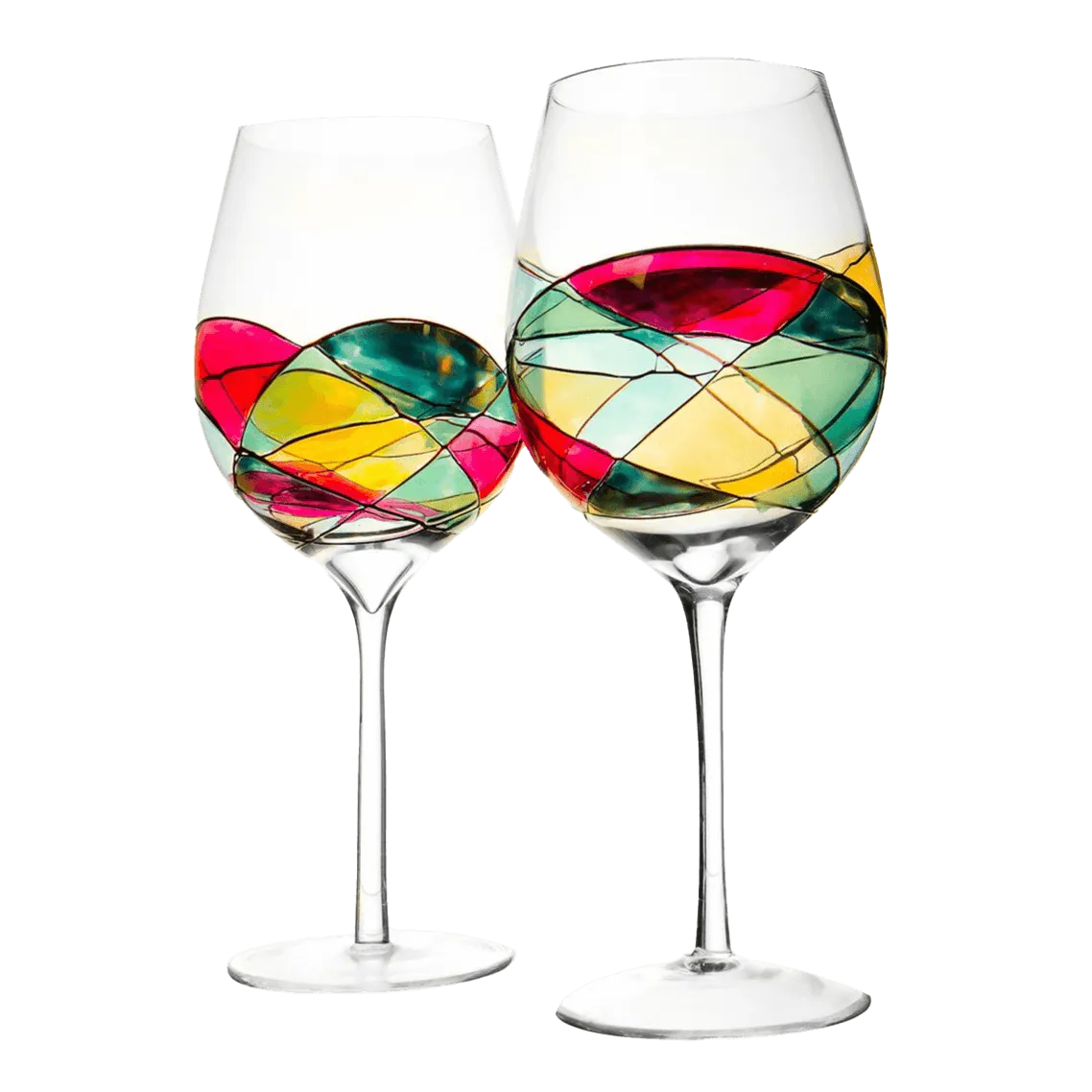 Hand Painted Wine Glasses, Set of 2 Extra Large Goblets