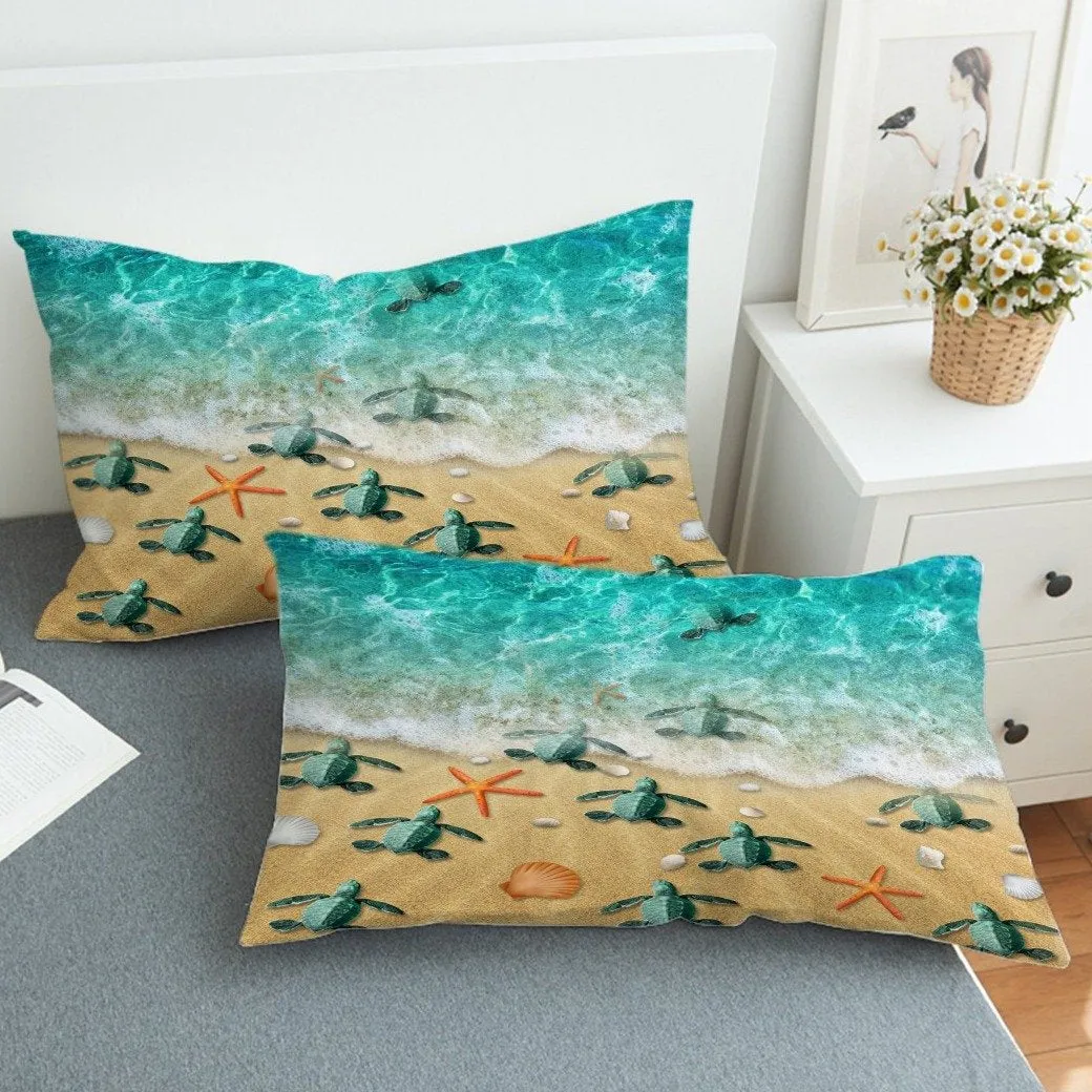 Happy Little Sea Turtles Duvet Cover Set