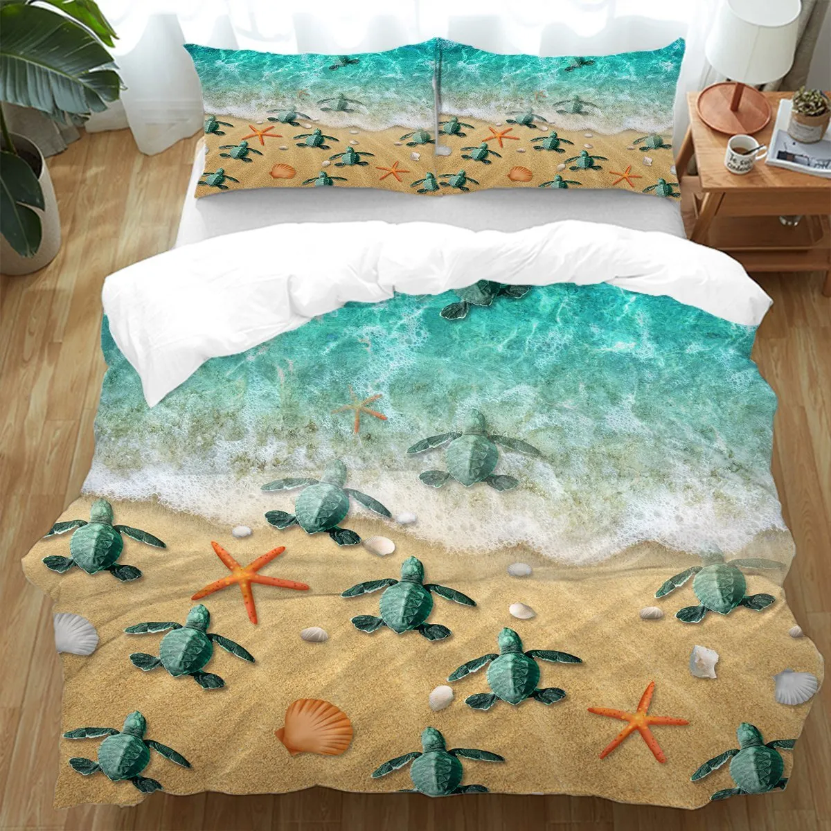 Happy Little Sea Turtles Duvet Cover Set