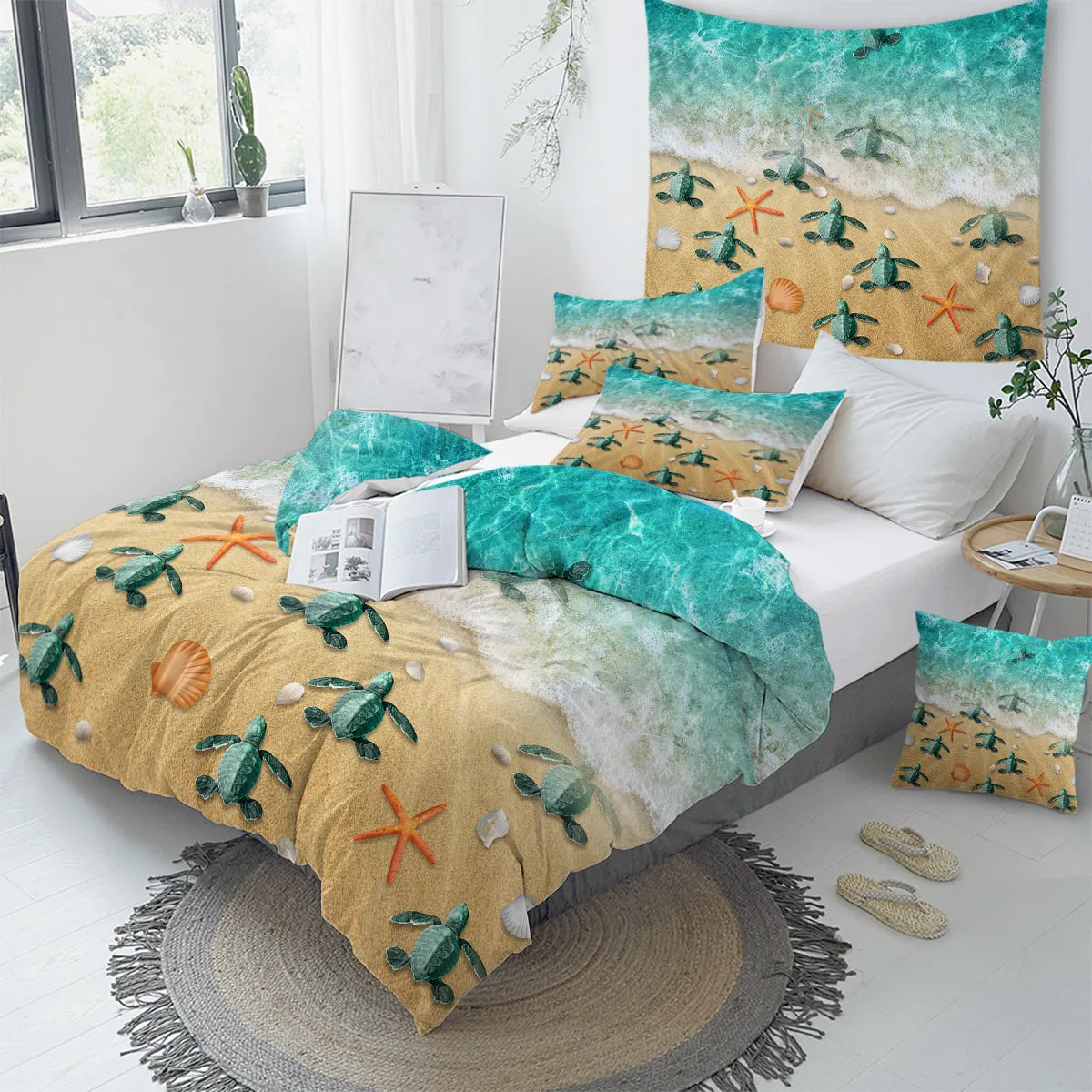 Happy Little Sea Turtles Duvet Cover Set