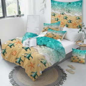 Happy Little Sea Turtles Duvet Cover Set