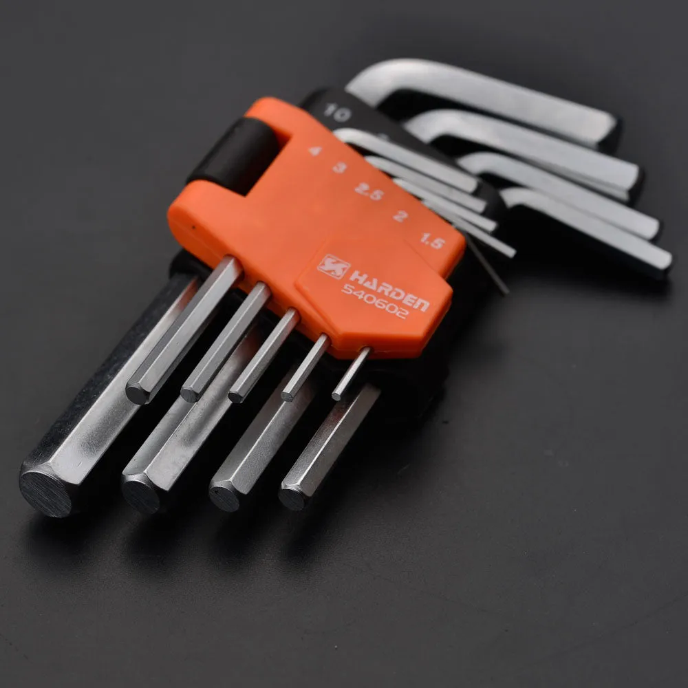 Harden 9Pcs Short Hex Key Wrench Size 1.5 - 10mm