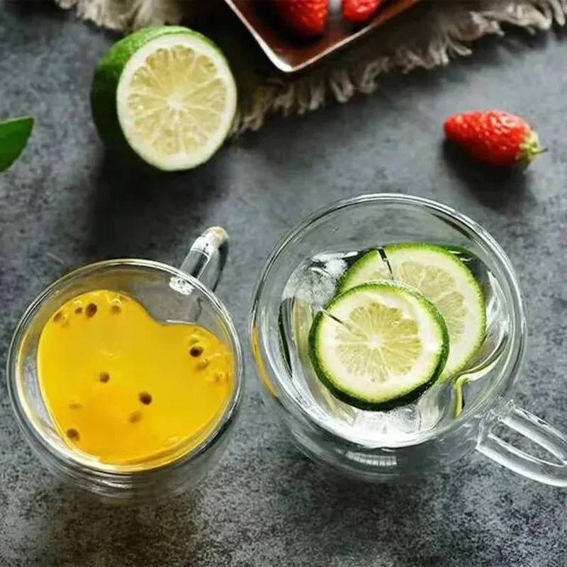 Heart Love Shape Glass Coffee Mug