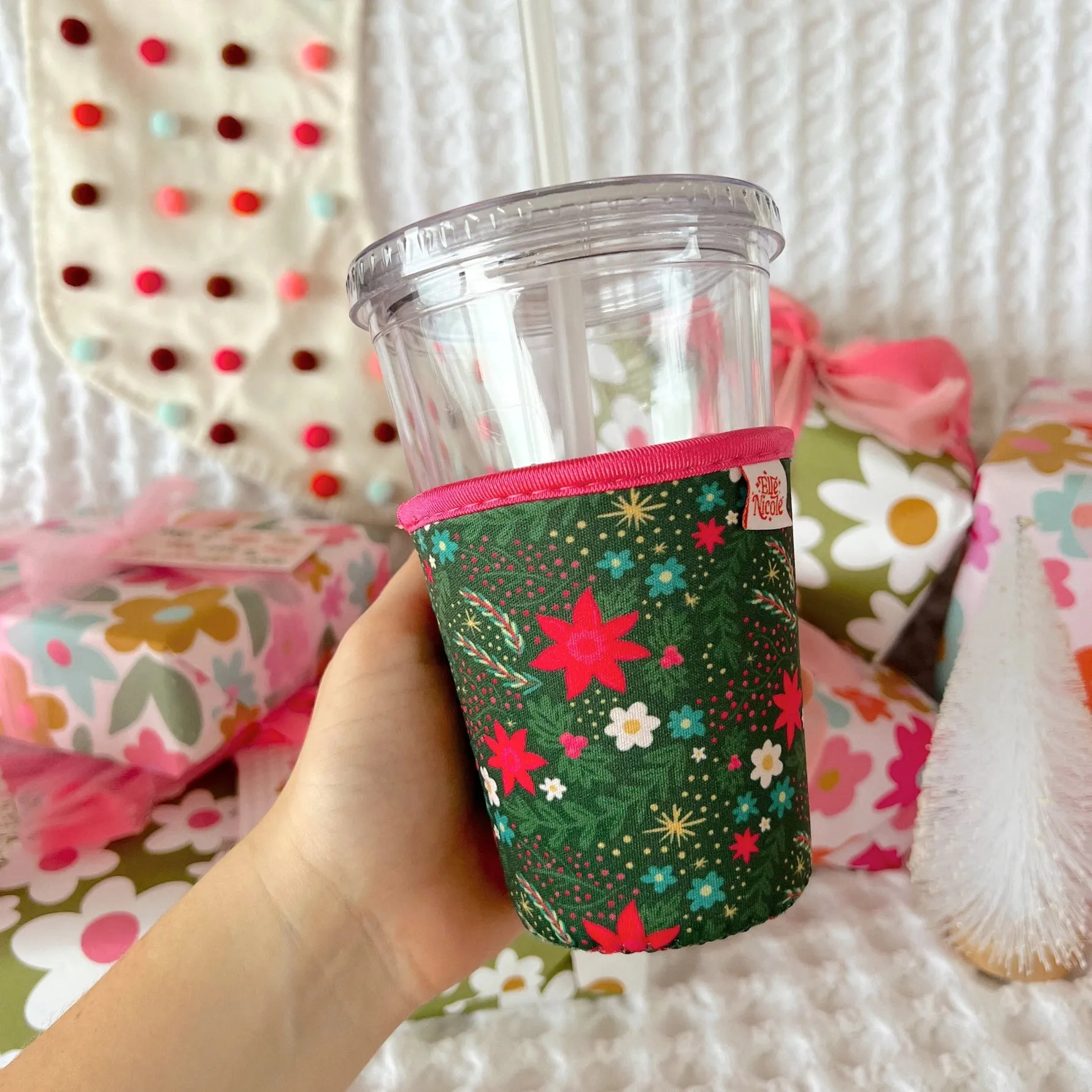 Holiday Poinsettia Coffee Cup Cover