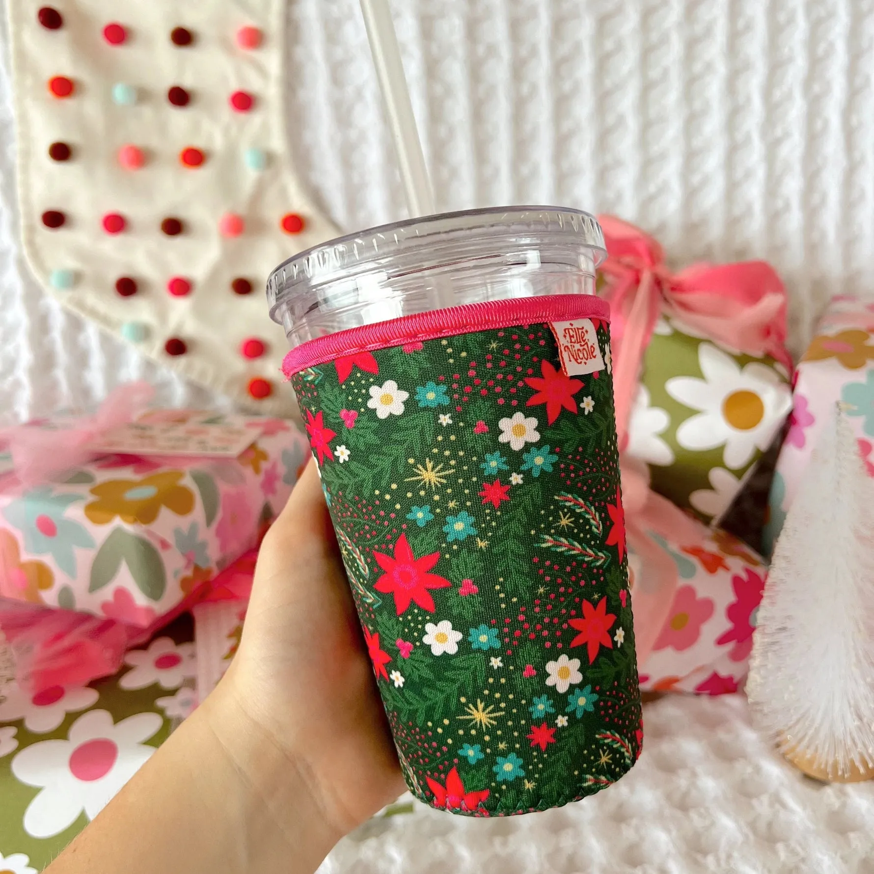 Holiday Poinsettia Coffee Cup Cover