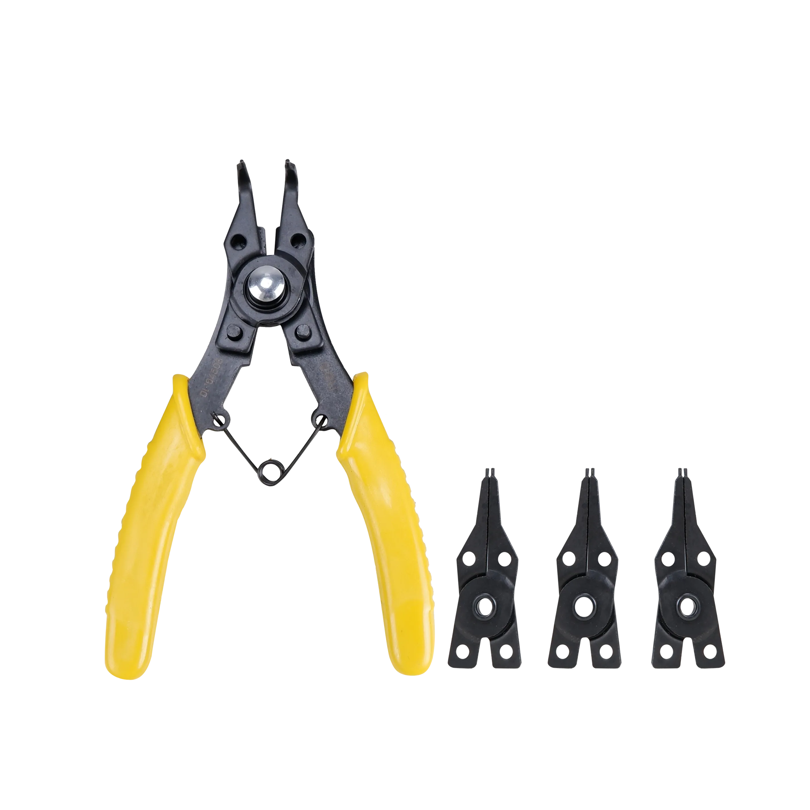 Homdum 5 in 1 Circlip Plier Set Deli Combination Interchangeable Retaining Tool Kit for External & Internal Circlips 4 pc two way Multiple Jaws size 6” inch Snap Ring Pliers for 10 to 25 MM Circle Clip