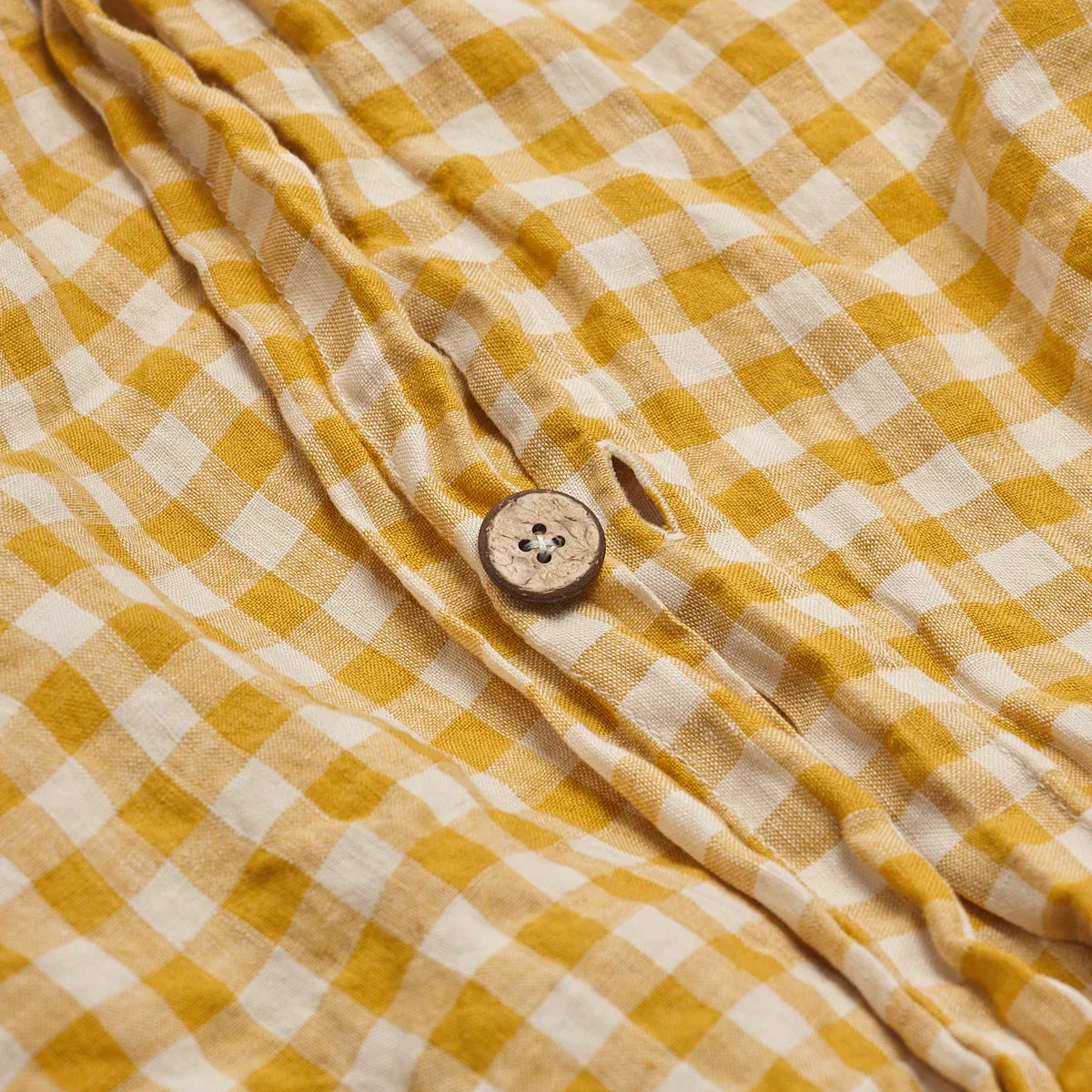 Honey Gingham 100% Linen Duvet Cover