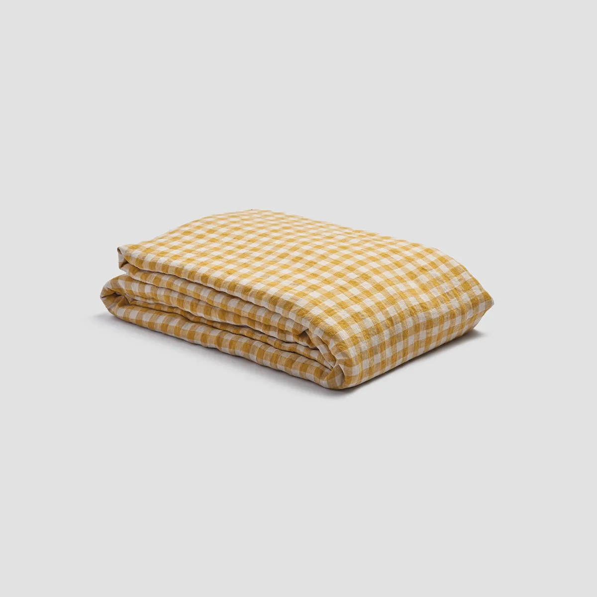 Honey Gingham 100% Linen Duvet Cover