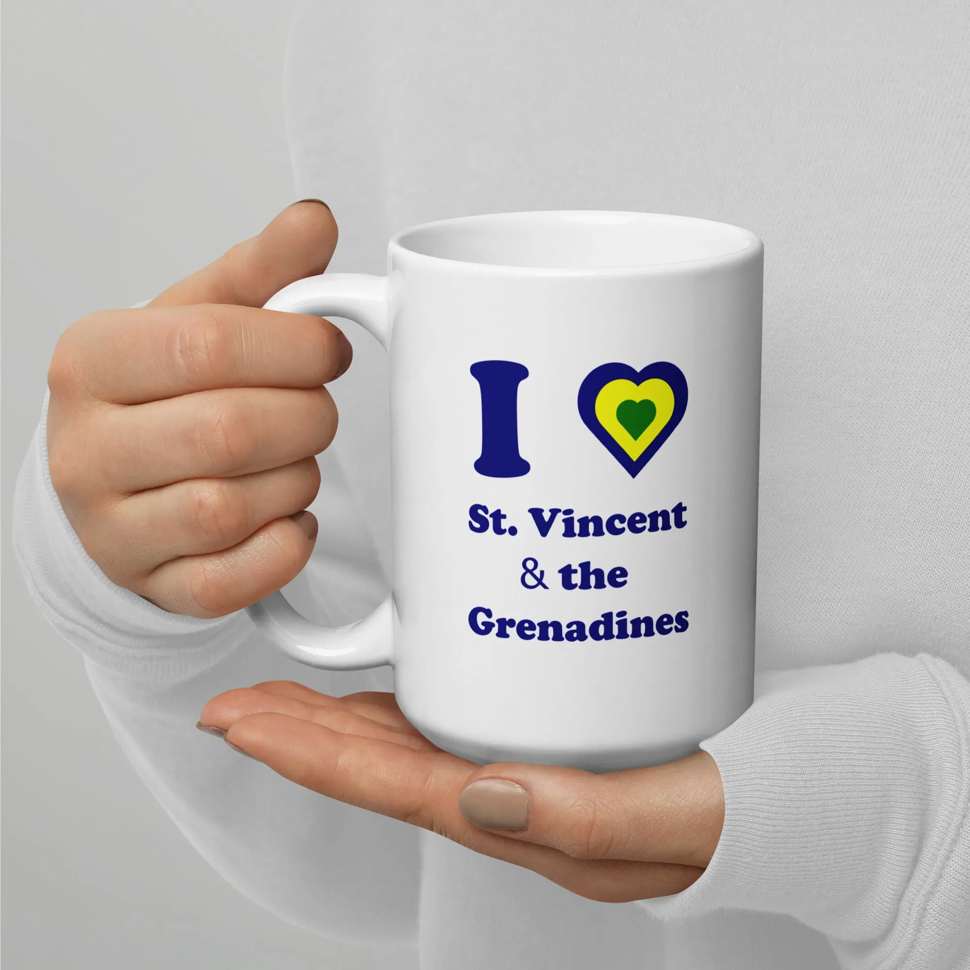 I Love St. Vincent and the Grenadines Blue Heart White glossy mug