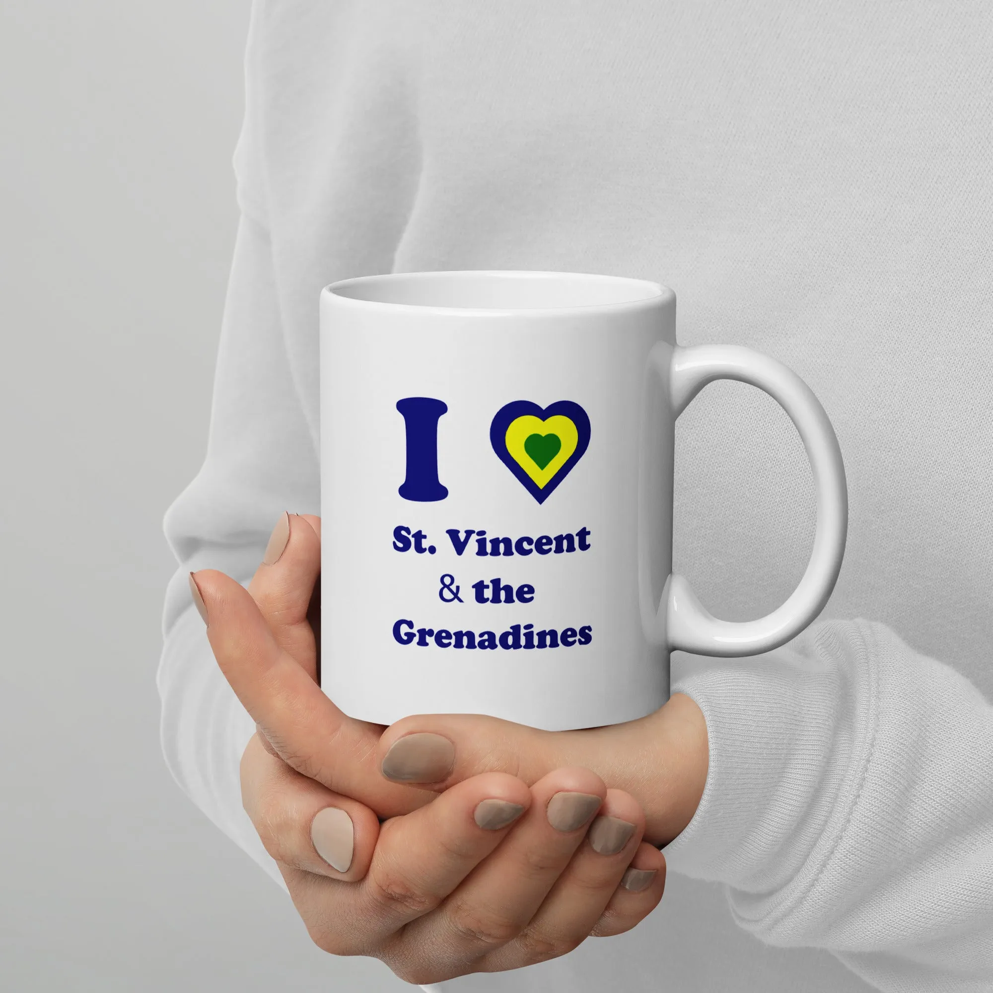 I Love St. Vincent and the Grenadines Blue Heart White glossy mug