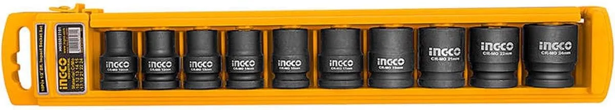 INGCO 10 Pcs 1/2 inch DR. Impact Socket Set, HKISSD12101