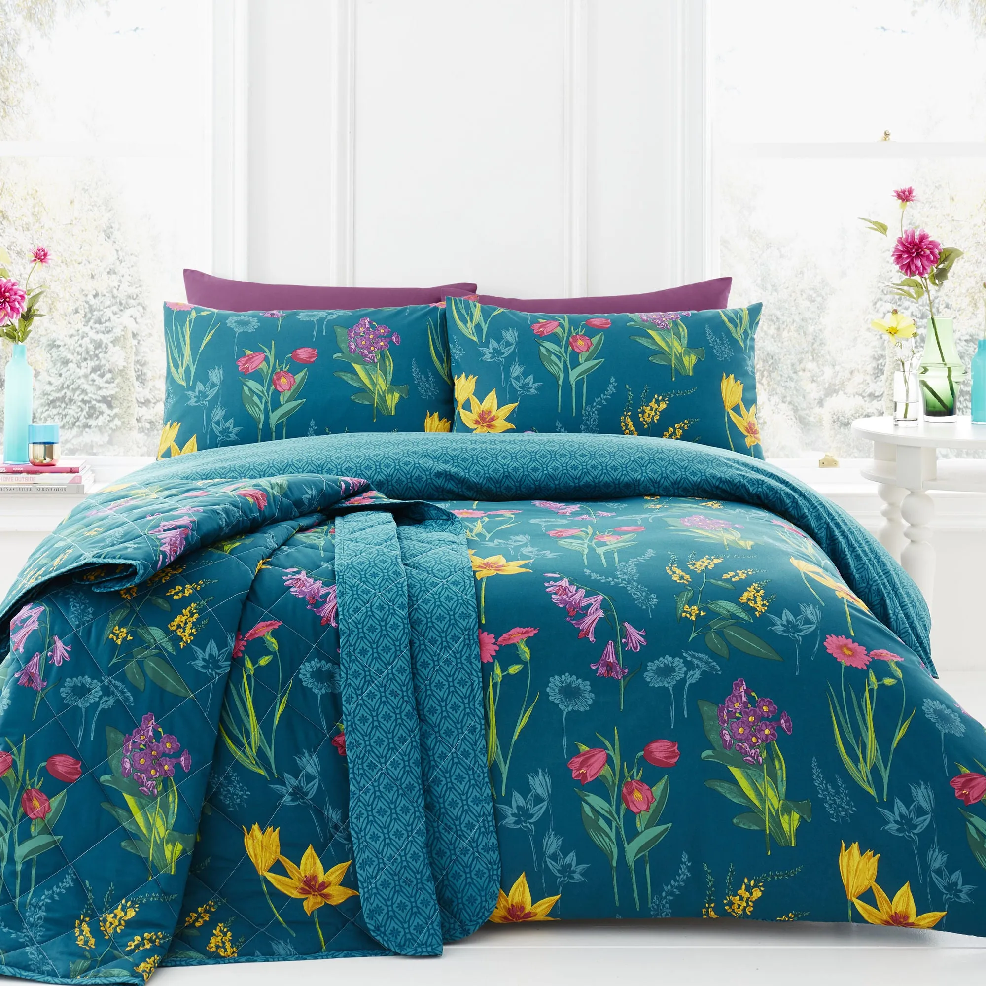 Ingrid Duvet Cover Set by Dreams & Drapes in Teal