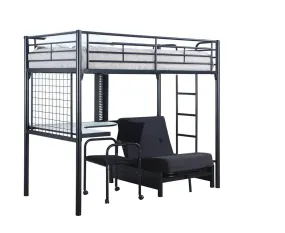 Jenner Twin Futon Workstation Loft Bed Black