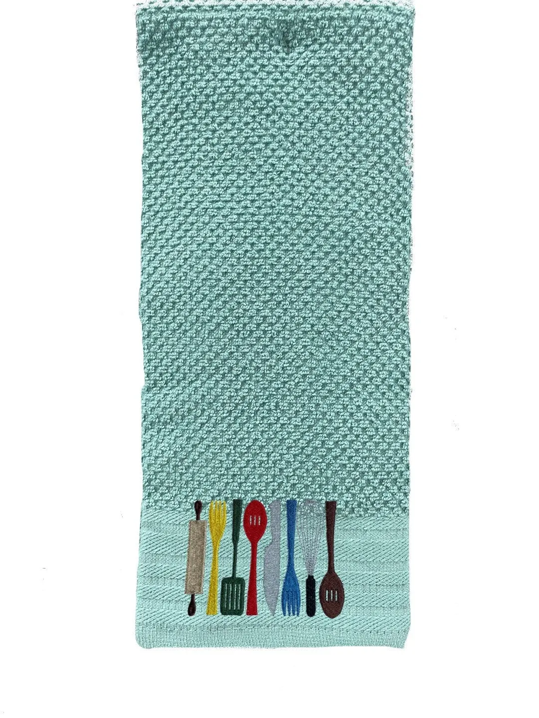 Kitchen Utensils Embroidered Kitchen Towel. Cotton Dish Towels