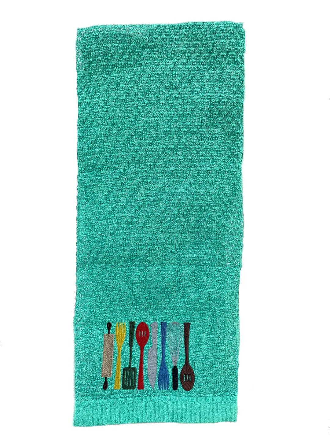 Kitchen Utensils Embroidered Kitchen Towel. Cotton Dish Towels