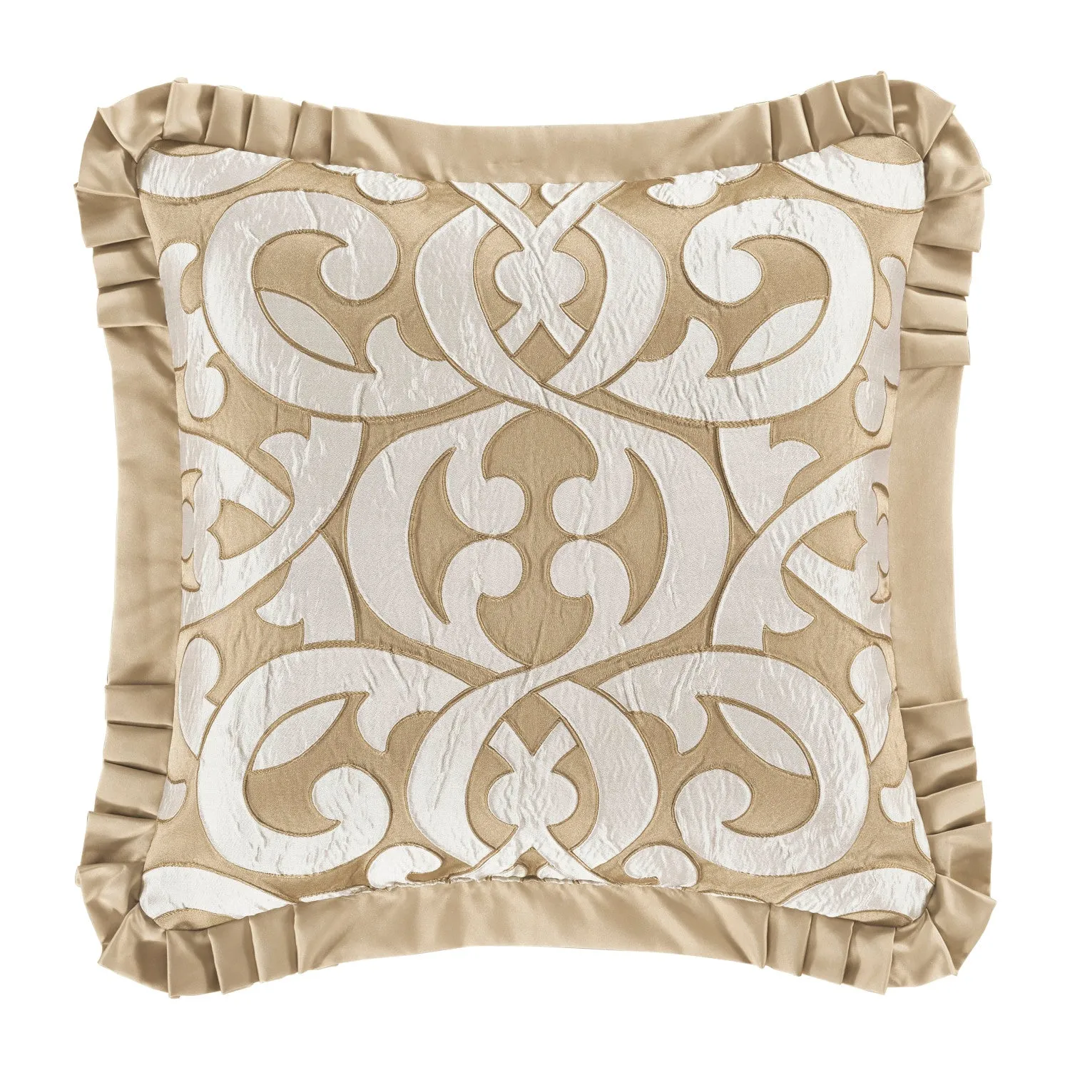 La Boheme Gold 20" Square Embellished Decorative Throw Pillow