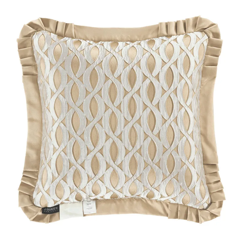 La Boheme Gold 20" Square Embellished Decorative Throw Pillow