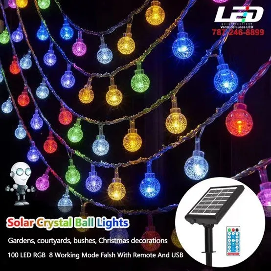 LED Outdoor 100LED Solar String Light RGB Multi-Color   Warm White #6955