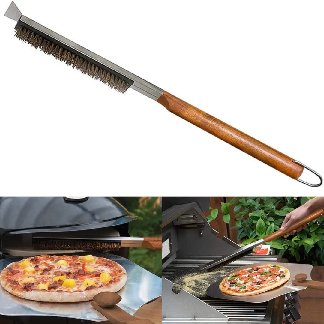 Lifespace Pizza Stone Cleaning Brush with Scraper