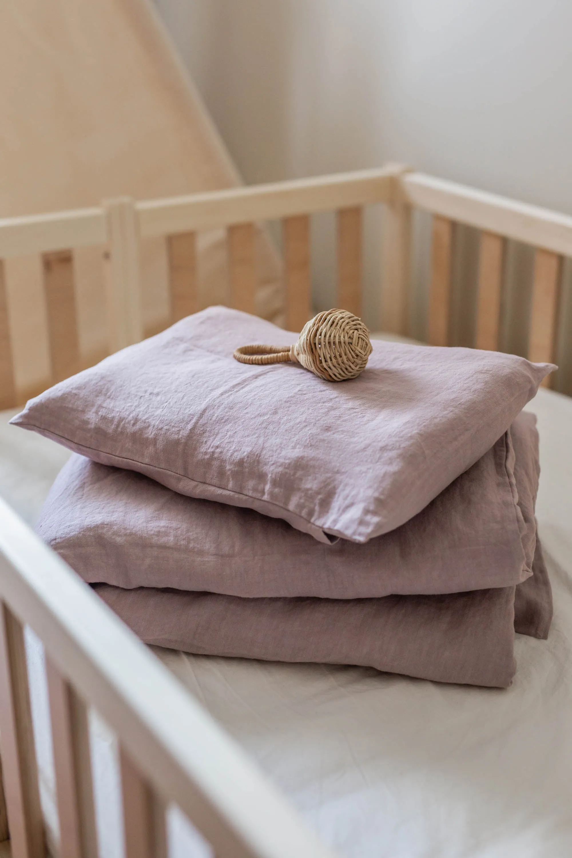 Linen Baby Bedding Dusty Rose