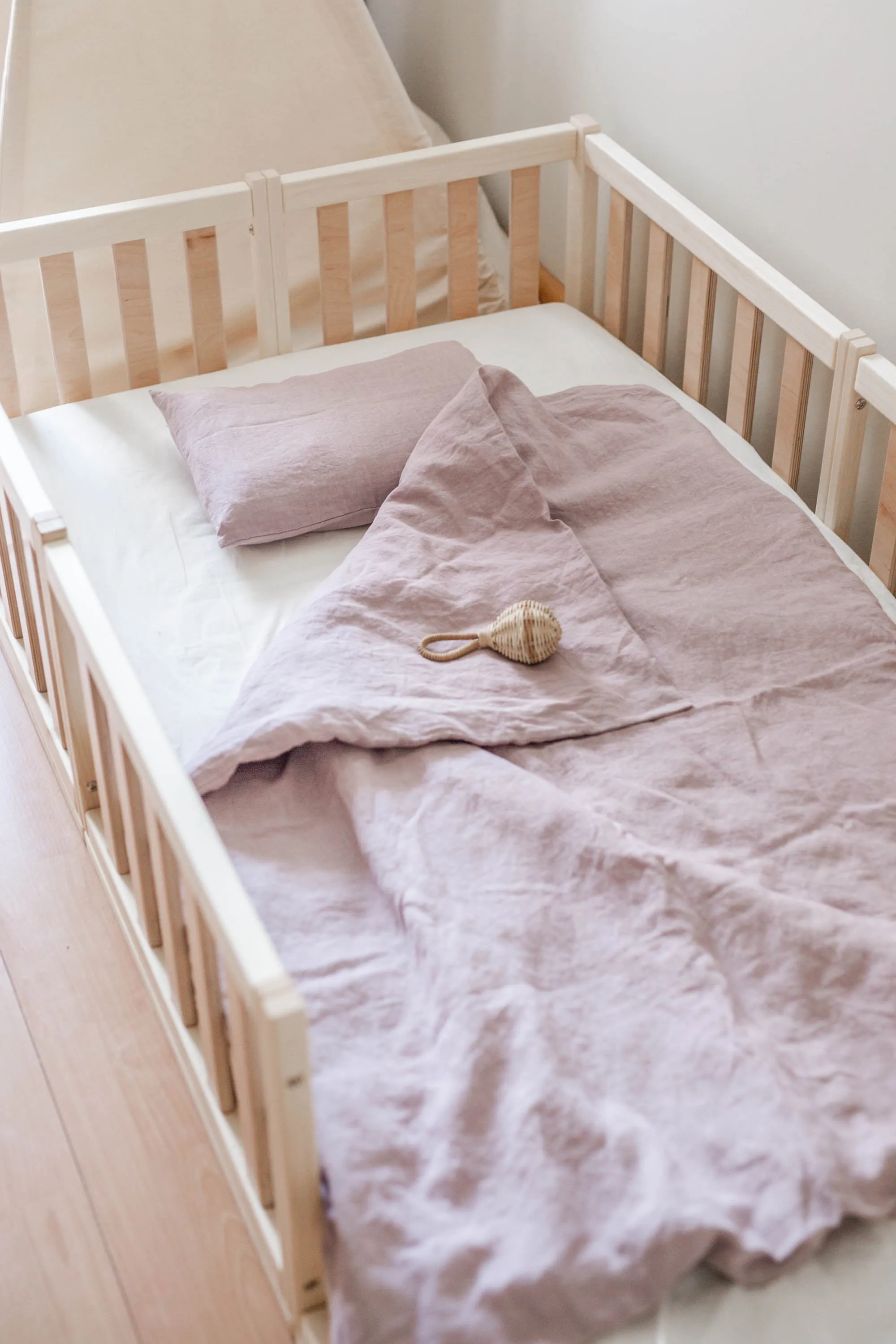 Linen Baby Bedding Dusty Rose