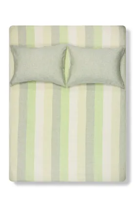 Linen Bedding Riviera Striped in Color Green - Yarn Dyed