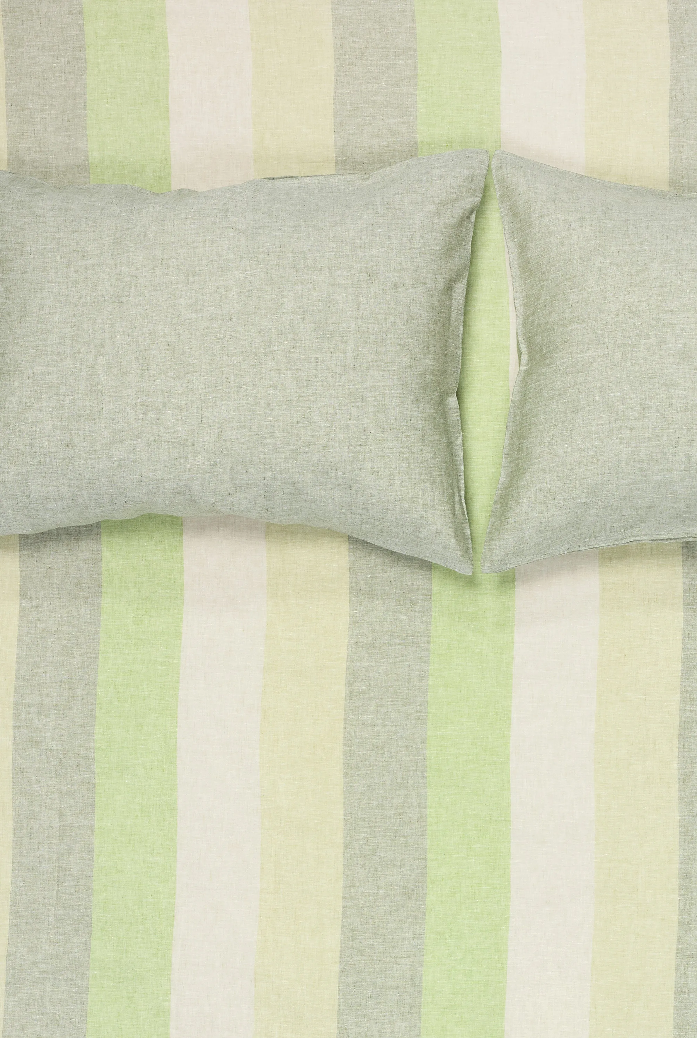 Linen Bedding Riviera Striped in Color Green - Yarn Dyed