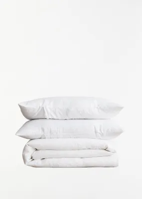 Linen Queen Duvet Cover Set - White