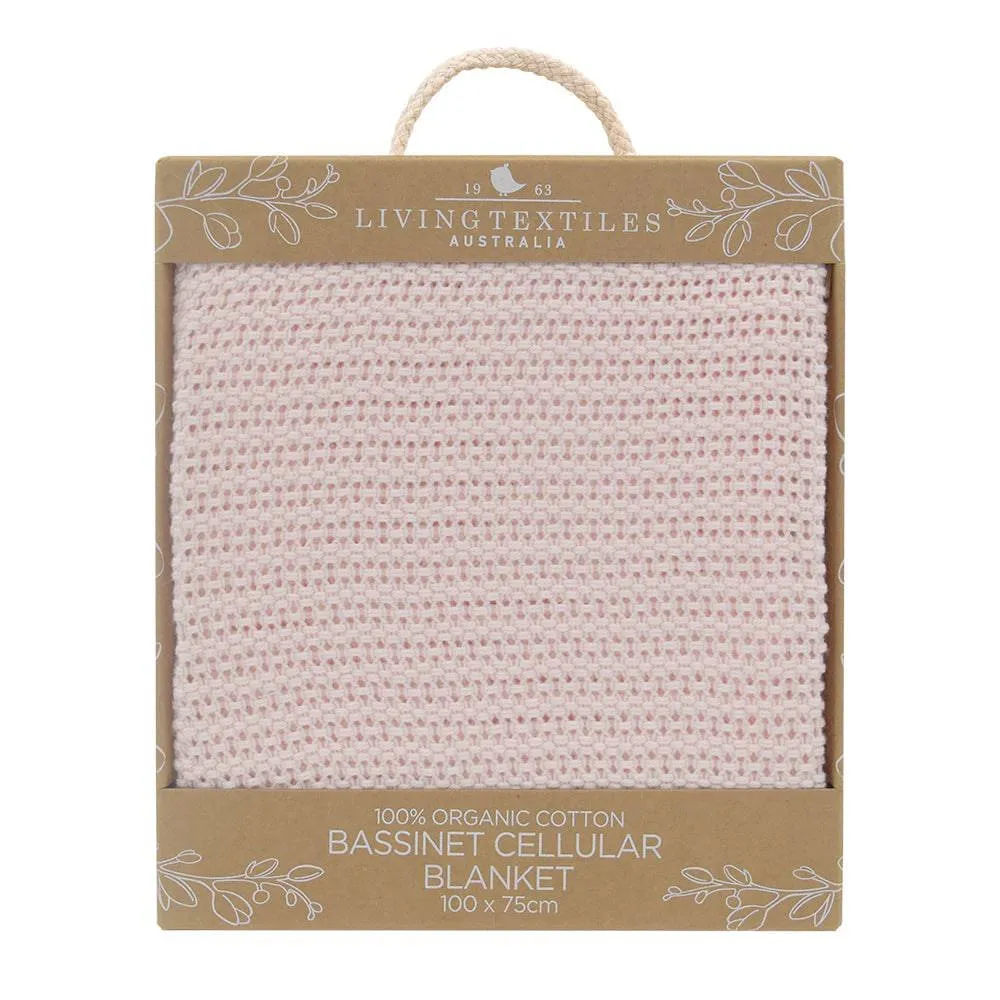 Living Textiles | Organic Bassinet/Cradle Cellular Blanket - Rose Quartz